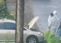 Millet shooting scene showing a vehicle under police investigation in St Lucia