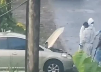 Millet shooting scene showing a vehicle under police investigation in St Lucia