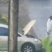 Millet shooting scene showing a vehicle under police investigation in St Lucia