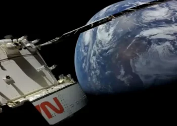 Artemis II Moon mission Orion spacecraft with Earth in background during NASA’s record-breaking crewed flight