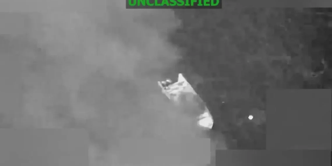 Eastern Pacific strike shown in U.S. Southern Command image after a vessel was hit on April 13.