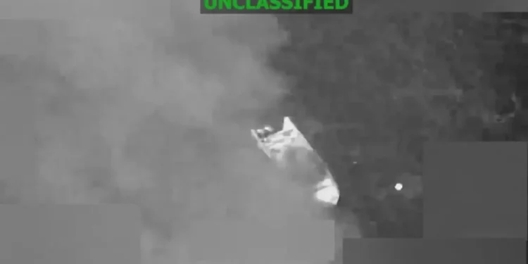 Eastern Pacific strike shown in U.S. Southern Command image after a vessel was hit on April 13.