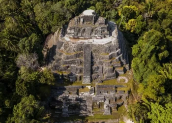 Aerial view of the Lamanai Archaeological Reserve in Belize, one of the sustainability site visit locations featured during STC 2026.