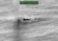 Unclassified aerial surveillance footage released by SOUTHCOM showing a vessel on open water in the Eastern Pacific on April 24.