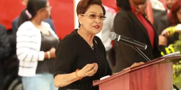 Prime Minister Kamla Persad-Bissessar speaks on Faris Al-Rawi and PNM financiers at a UNC event in Trinidad and Tobago