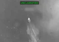 Infrared view of a vessel targeted during the Caribbean Narco Vessel Strike by U.S. forces on May 5