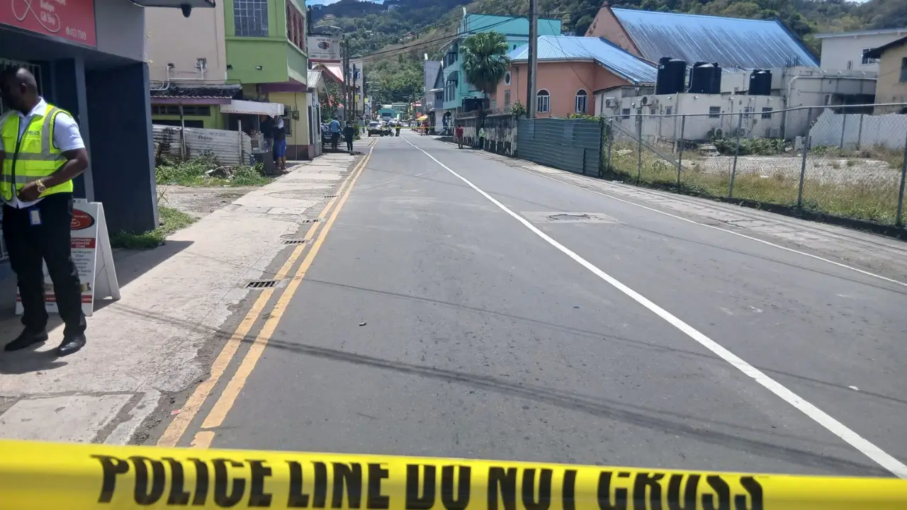 Corner of Chaussee Road and St Louis Street in central Castries, where the Castries gunman opened fire on police officers.