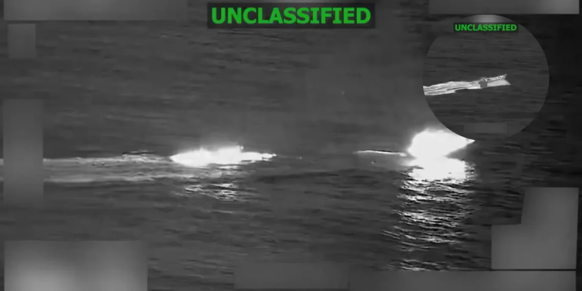 USSOUTHCOM unclassified thermal footage showing the moment of the narco-trafficking strike on a vessel in the Eastern Pacific, May 26, 2026