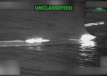 USSOUTHCOM unclassified thermal footage showing the moment of the narco-trafficking strike on a vessel in the Eastern Pacific, May 26, 2026