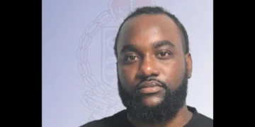 Elijah Khodra, charged with possession of a firearm component, Leslie Land, Castries, May 2026.