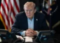 President Donald Trump in a White House secure briefing — Abu-Bilal al-Minuki was killed in a joint US-Nigeria operation on May 15, 2026.