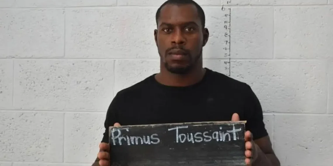 Marigot homicide suspect Primus Toussaint after being charged and remanded in custody in the Joy St Omer killing investigation.