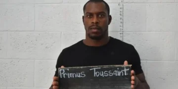 Marigot homicide suspect Primus Toussaint after being charged and remanded in custody in the Joy St Omer killing investigation.