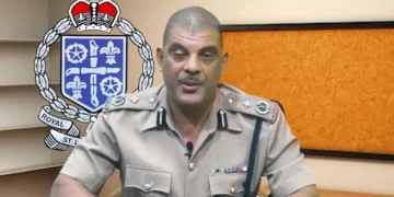RSLPF surrender demand delivered by Assistant Commissioner Luke Defreitas, Central Division, at a Royal Saint Lucia Police Force press briefing.