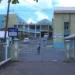 Closed gate of the St. Lucia Polyclinic and National Eye Clinic compound in Castries, May 2026.