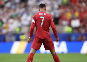 Ronaldo World Cup Record night — Cristiano Ronaldo number 7 stands on the pitch for Portugal against Uzbekistan at the 2026 FIFA World Cup in Houston
