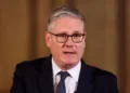 Keir Starmer speaks at a press conference as UK Prime Minister