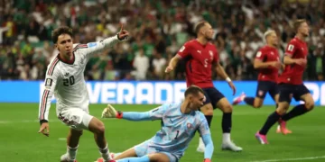 Mexico perfect group stage World Cup 2026 as player number 20 celebrates a goal against Czechia