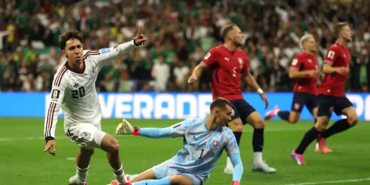 Mexico perfect group stage World Cup 2026 as player number 20 celebrates a goal against Czechia