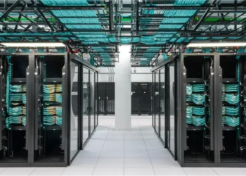 AI data center server racks illustrating Trinidad’s Caribbean AI deals and concerns over water and electricity demand.