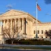US immigrant visa policy ruling represented by a federal courthouse and American flag