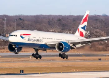 A British Airways Boeing 777 lands on a runway in a file image illustrating British Airways flights to Barbados.