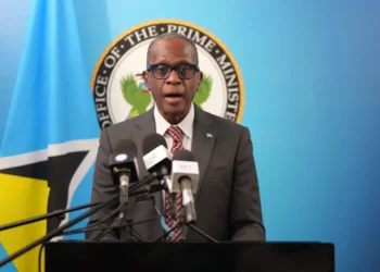 Prime Minister Philip J. Pierre speaks at the pre-Cabinet press briefing where he addressed the St Lucia UN walkout reports.