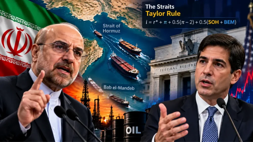 Straits Taylor Rule explainer showing Hormuz, Bab el-Mandeb and Fed policy