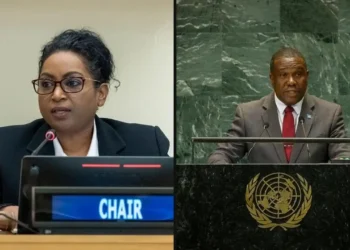 St Lucia diplomats Menissa Rambally and Alva Baptiste pictured at the United Nations in a composite image illustrating the Cuba embargo vote controversy.