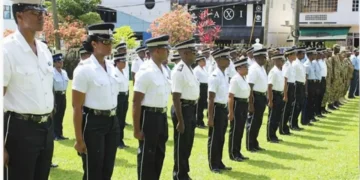 Royal Saint Lucia Police Force officers representing law enforcement efforts under the St Lucia Security Strategy.