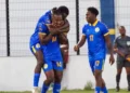 Caniggia Elva celebrating for St Lucia, archival image illustrating St Lucia vs Guadeloupe coverage.