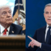 Side-by-side composite of Donald Trump and Mark Carney illustrating the U.S.-Canada trade war.