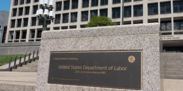 US Department of Labor building and signage in Washington, accompanying coverage of the proposed PERM overhaul.